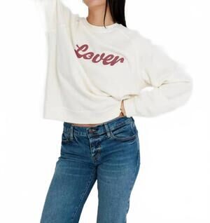 NEW SUNNY SOMEWHERE lover raglan crew sweatshirt in off white